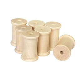 40 Pieces Large Wood Spools Unfinished Wooden Barrel Spools for Crafts (2x1.37 in)