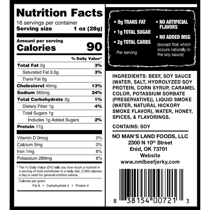 No Mans Land Premium Beef Jerky | 17G High Protein