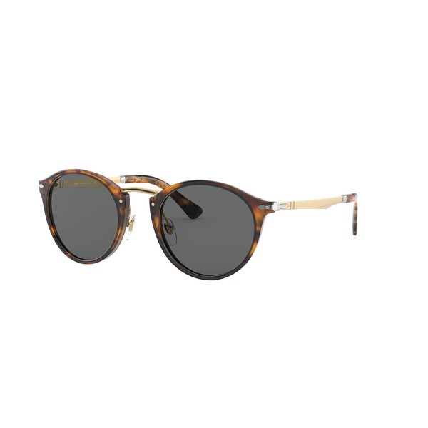 Persol PO3248S Round Sunglasses, Caffe/Dark Grey, 49 mm