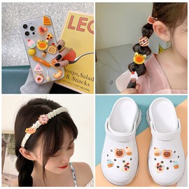 KISSITTY 64pcs Slime Charms Cupcake Ice Cream Bread Food Theme Scrapbooking Embellishments Flat Back Resin Charms No Hole Cabochons Miniature Ornaments for Crafts Hair Clips Shoes Decorations