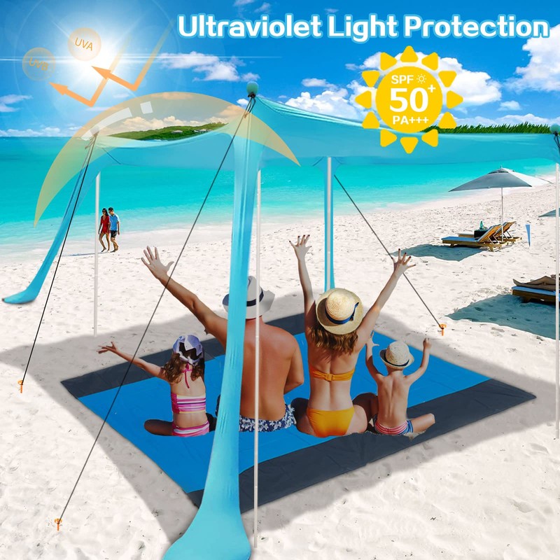 BRONOM Beach Canopy Beach Tent 11X11 FT Beach Shade Canopy