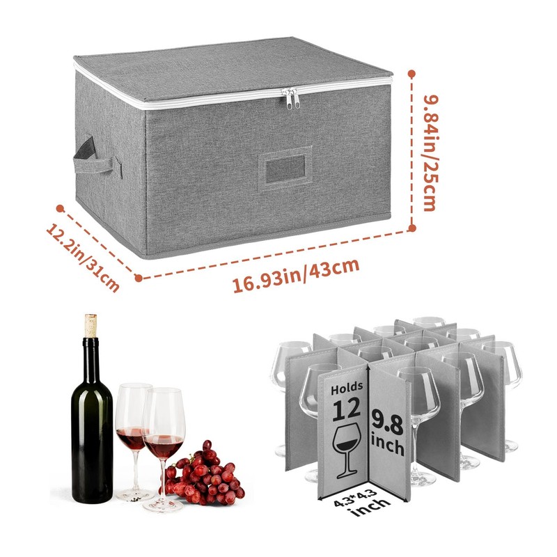 BOHEMIABY Wine Glass Storage Box Holds 12 - Stackable Hard