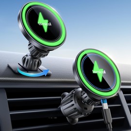 Lamicall Cargador para Auto mag Safe 15W - Mejorado Chip Inteligente Dash & Vent 360° Soporte mag Safe para Auto Inalámbrico, Wireless Charger Carro, para iPhone 17 Pro MAX, Air, 16 15 Pro