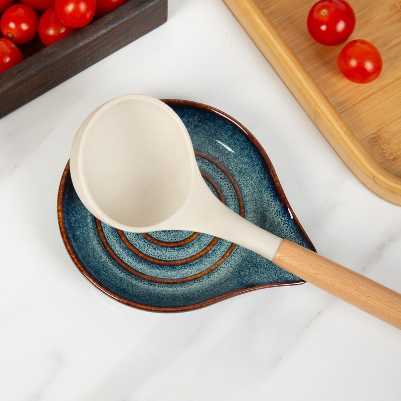 STE-CER Ceramic Spoon Rest for Stove Top,Large Spoon Holder, Cooking