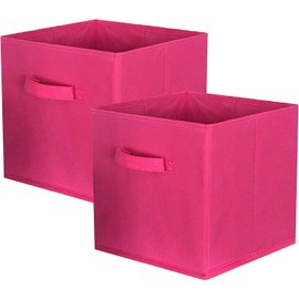 powerking Storage Bins, Foldable Fabric and Fabric Storage Cubes Organiser Drawer for Cupboard and Toys, Fuchsia