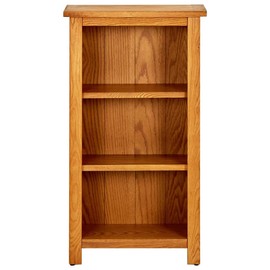 vidaXL Bookcase, Freestanding, 3-Shelf, Brown, Solid Oak Wood and MDF, Farmhouse-Style, Rustic Charm, 17.7"x8.9"x32.3"