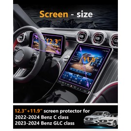 VEIROOM 2 Pack Screen Protector For Benz C-class 2022-2025 & GLC 2023-2025,11.9" & 12.3" Screen Tempered Glass Film For C300 GLC300 2025 2024 2023 Accessories