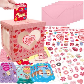WorldBazaar 36 Pack Valentines Day Animal Cards With Envelopes Cat Dog DIY Craft Mailbox with Windows DIY Valentine' Box for Kids Classroom School Exchange Gift Party Favors
