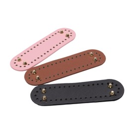 T Tulead Oval Purse Bottom PU Leather Bag Bottom 7"×2" Oval Bag Bottom Shaper Pads Crochet Bags Cushion Base Black+Pink+Brown