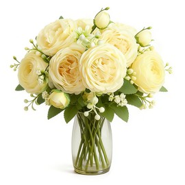 9 Flores Rosas Artificiales Decoracion, Flores Artificiales de Rosas,Ramos de Peonías,Decoración para San Valentín, Adecuado para La Decoración De Bodas, Hogar,Regalo Ideal para Esposa (Amarillo)