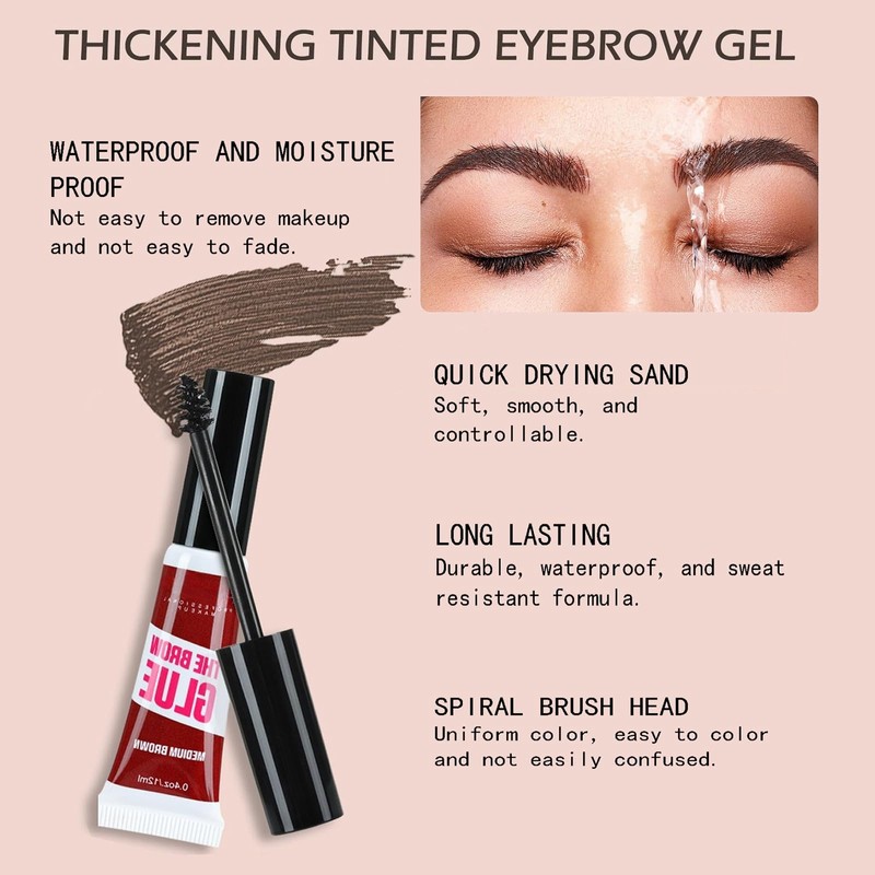 Waterproof Clear Eyebrow Gel Set, Fast Eyebrow Shaping,Long Lasting Transfer-Proof