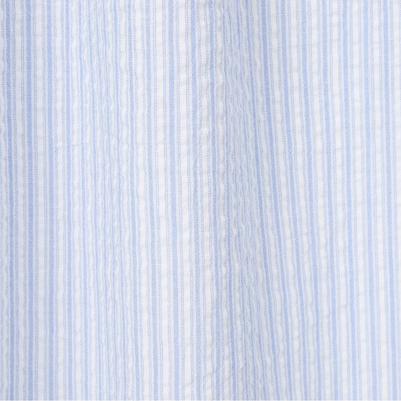 JAJU [JAJU] Women's Seersucker Shirring Short Sleeve Pajama Dress_Light Blue