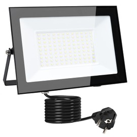 MOLVCE LED Outdoor Spotlight 100 W 3000 K Warm White, Aluminium Super Bright 8500 LM LED Headlight with Plug and 3 Metre Cable, IP66 Waterproof Outdoor Spotlight for Garden, Parking, Garage, Doors