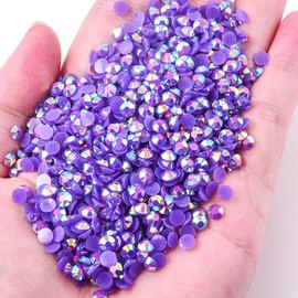 Blinginbox 2500pcs 4mm AB Resin Flatback Rhinestone for Crafting,Flatback Round Jelly Rhinestones Bedazzling Non Hotfix Crystal Gems for Nails Face Makeup Tumblers Mugs DIY Crafts.(Dk.Amethyst AB)