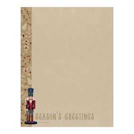 Faux Kraft Nutcracker Holiday Letterhead / 50 Letterhead Sheets / 8.5" x 11" Christmas Paper/Seasons Greetings Winter Design