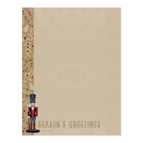 Faux Kraft Nutcracker Holiday Letterhead / 50 Letterhead Sheets /