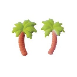 24pk Palm Tree Cupcake Dessert Sugar Decoration Toppers with Sparkle Flakes & Decorating Stickers