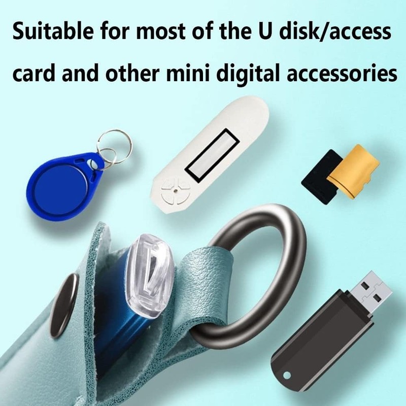 3PCS Leather U Disk Pouch Key Ring Holder USB Flash