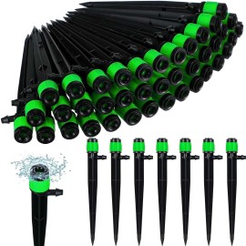 Unbranded 25Pcs Drip Irrigation Emitters 360° Sprayer Adjustable Flow Fits 4mm Tubing