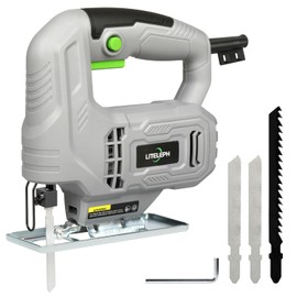 LITELEPH Jig Saw 3.3Amp 3000 RPM Blade Speed 45 Degree Beveled Cuts Corded Electric Jigsaw with 2pcs Cutting Blades for Wood Metal Plastic Cutting