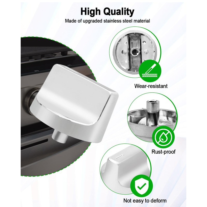 4Pcs Stove Knobs W11366438 Fit for Whirlpool Gas Ranges WCG55US6HS00