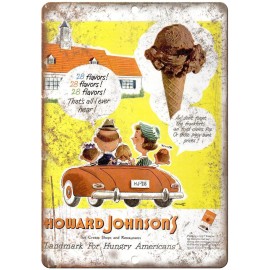 Howard Johnson's Ice cream Shop Vintaage Ad 12"x9" Reproduction Metal Sign N174