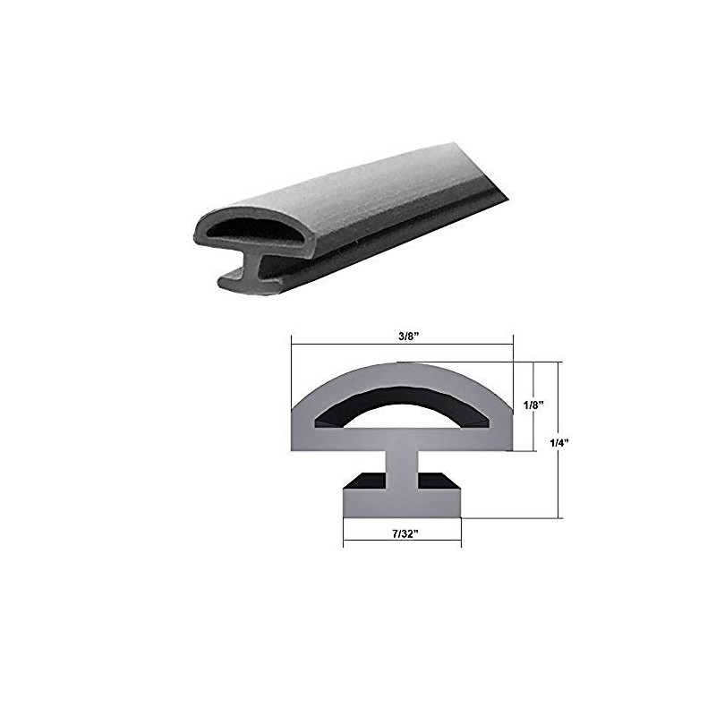 Grey Bulb Type Gasket Weatherstrip, 3/8" Width, 7/32" Backing -