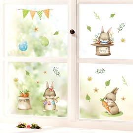 Cute Bunny Carrot Wall Stickers, sacinora DIY Rabbit Cartoon Animal Wall Decals Removable Vinyl Peel and Stick for Window Living Room Children's Room Bedroom Nursery Bathroom Kitchen Decorations