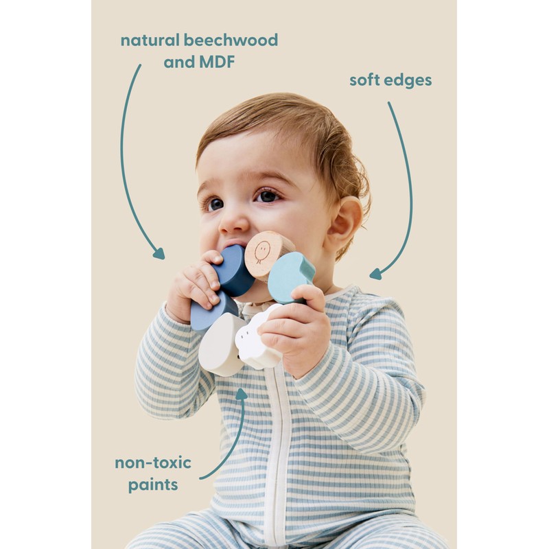 MORI Baby Wooden Rattle Ring - Motor Skills - Easy