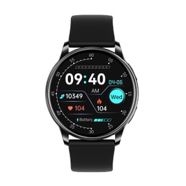 Levowatch F2 Smartwatch (1.3 Inches), Interchangeable Band, Telephony Function, Thermometer, HD 360 x 360p, Real Time Heart Rate, Aluminium Border, 19 Fitness Sports Modes (Black)