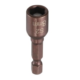 HARFINGTON Magnetic Nut Driver 8mm Hex Drive Socket S2 Tool Steel Power Screw Drill Bits Socket Wrench Tools with 1/4" Quick Change Hex Shank for Power Drills Impact Drivers, Brown