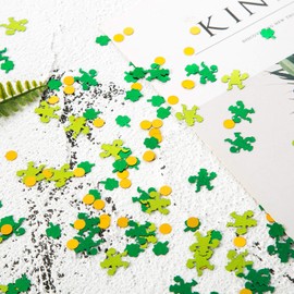 Spring Green Confetti Metallic Sequins, Decorated St. Patrick's Day and Party Table Decoration,Diameter 6MM (Small Clover，Glitter Gold Dots，Hat Demon)