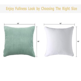 Volcanics Corduroy Cushion Covers Pack of 2 Decorative Square Throw Pillow Covers Cushion Soft Pillowcase 45 x 45cm (18 x 18 Inches) for Home decor Sofa Couch Bedroom, Duck Egg Blue