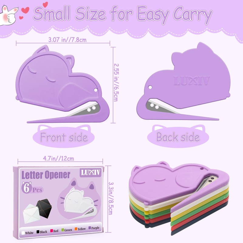 6 Pack Letter Opener Envelope Slitter Cat Shape, Luxiv Envelope
