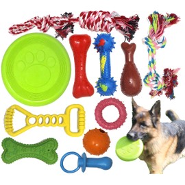 Jalousie Chew Toy Natural Rubber chew Toy for Interactive Play Toy Ball Rope Rubber Value Set for Small to Medium Breed Dog mutt Puppy