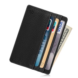 FINTIE Slim Minimalist Front Pocket Wallet, RFID Blocking Credit Card Holder Card Cases with ID Window for Men Women, Black