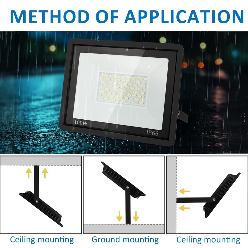 ZHPINGMX 100W LED Flood Light Outdoor, 10000LM Super Bright Floodlight