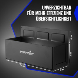 Poppstar Magnetic Tray, Length 210 mm x Height 70 mm x Width 75 mm, Material: Steel, Colour: Black