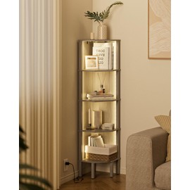 Apetaccat Corner Shelf Stand, 5 Tier Corner Bookshelf,Corner Furniture for Bedroom Display Corner Shelf for Small Space,Wood Shelves with Storage Rack for Living Room,Office,Gray