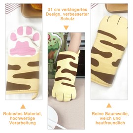 Ofenhandschuhe Backhandschuhe bis zu 250 °C Hitzebeständige - 1 Paar Kochhandschuhe Katze,31x15cm lustige Ofenhandschuhe, Hitzebeständig, OfenhandschuheBackhandschuhe, für Kochen, Backen, Barbecue