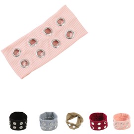 HORNEDI Grommet Headband for Women,Hollow Eyelet Elastic Headband,Wide Pink Hollow Out Elastic Hair Band,Eyelets Stretchy Casual Hair Accessory (Pink, Adjustable)