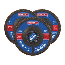 Faithfull FAIFD11580Z3 115mm Flap Disc Zirconium Set - 80 Grit, Abrasive Angle Grinder Discs for Sanding Metal, Wood, Plastic – 3PCS