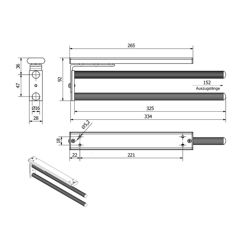 SOTECH 2 x Rotating Towel Rails TED 2-Arm EV1 Anodised