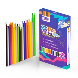 150Pcs 3D Pen Filament Refills Compatible with 3Doodler Start+ Pen, 3D Pen Refill Sticks with 15cm x 6Pcs Per Color, 25 Colors 3D Filament Bundle, Low Print Temperature PCL Filament 2.5mm Thick