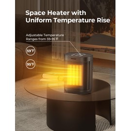 1500W Space Heaters for Indoor Use, PTC Ceramic Electric Heaters with 4 Modes, Tip-over & Overheat Protection, 59-95°F Digital Thermostat, 24H Timer, Fast Safety Heat, Great for Home Office