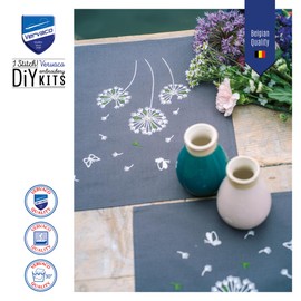 Vervaco Pre-Printed Embroidery Kit Cloth Napkins Set of 2 Linen Flowers Embroidery Set Table Linen 35 x 45 cm Set DIY Creative Size Kit Hobbies Adults Home Decor Embroidery
