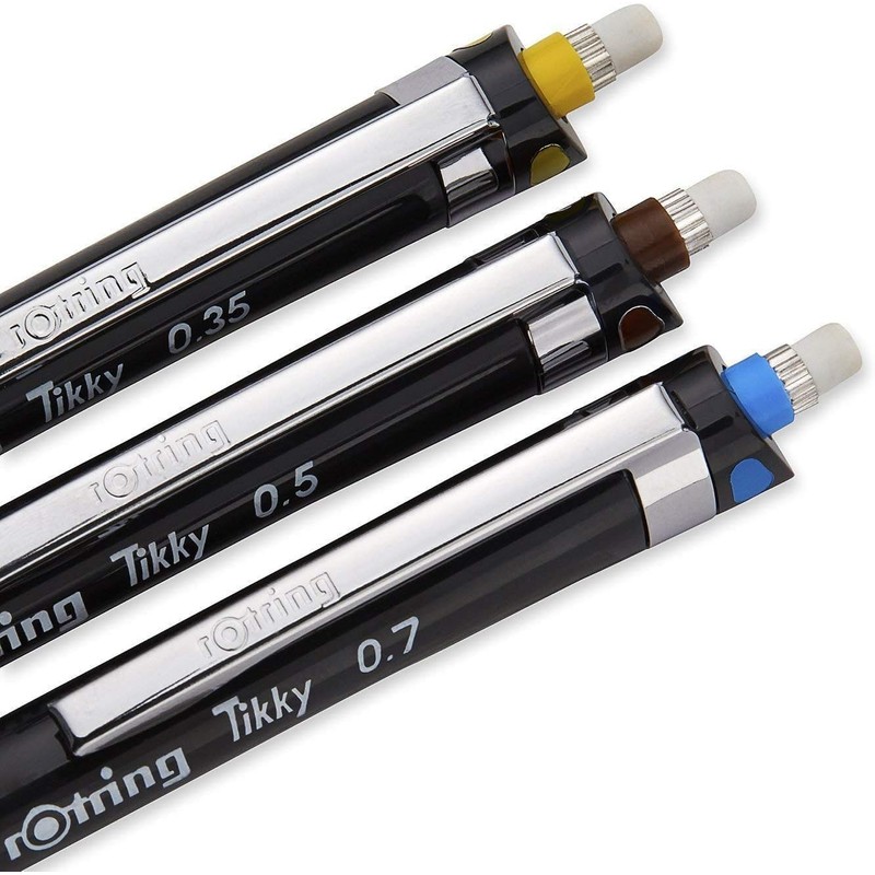 Set of Rotring Tikky mechanical pencils, complete set of 3