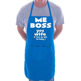 Print4U Me Boss You Wife BBQ Cooking Funny Novelty Apron Blue