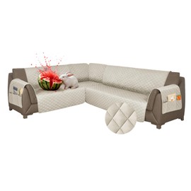 ROFASVCO Waterproof Sectional Couch Covers L Shape Sectional Sofa Covers for Pets Washable Non-Slip 6PCS U Shaped Sofa Slipcovers Dog Couch Cover Corner Furniture Protector (X-Large, Linen Gray)