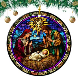 Nativity Ornaments for Christmas Tree - Religious Christian Gifts for Women Nativity Scene Ornament Clearance Decorations Xmas Hanging Keepsake